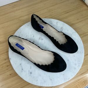Dee Keller EU Size 40 Black Suede Scalloped Flat